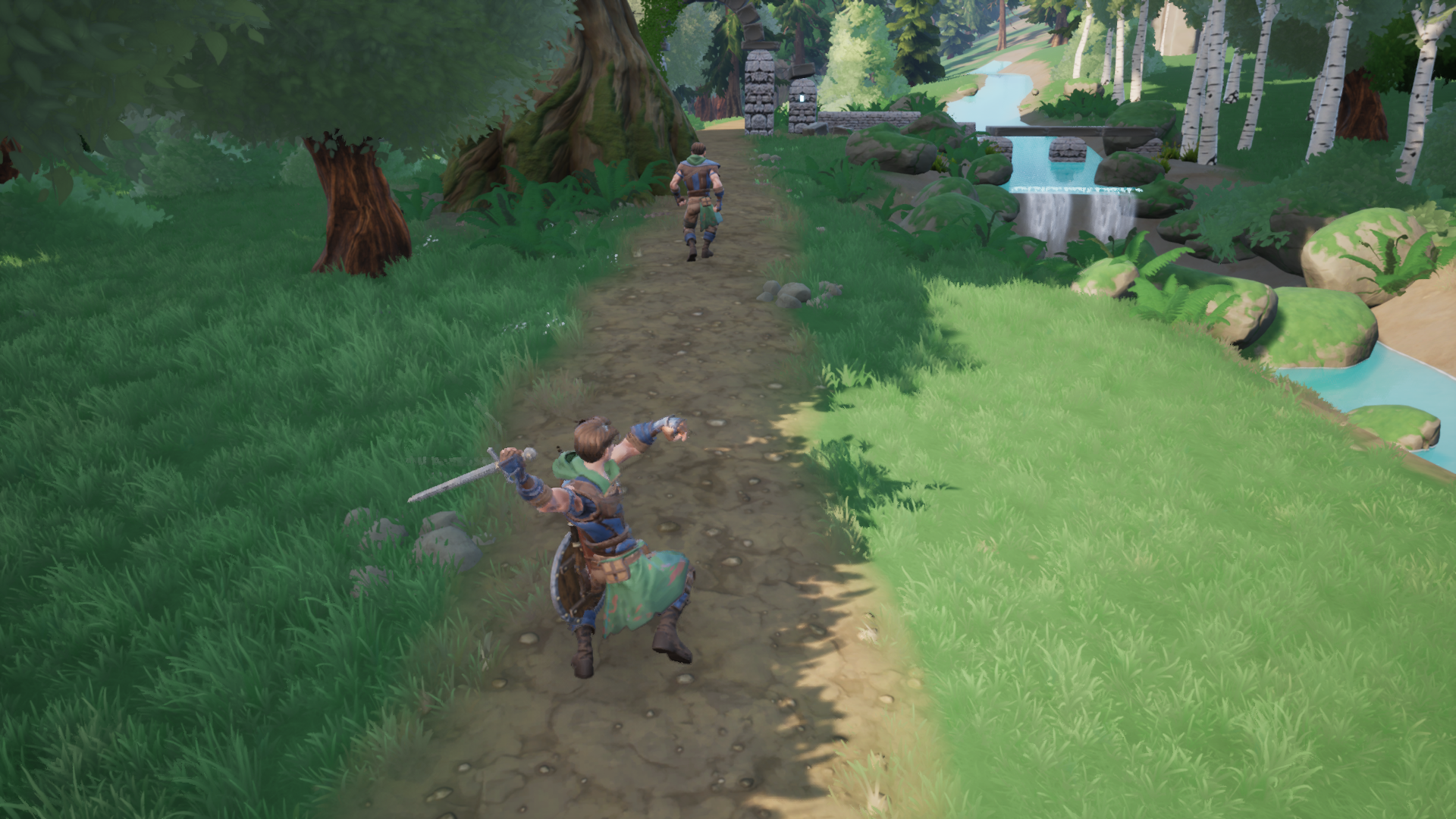 The hero mid-swing with his sword